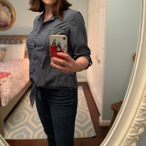 Loft button down shirt with tie front